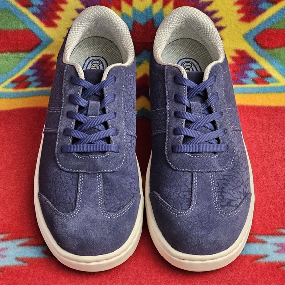 Orthofeet Stroll Blue Suede Shoes Sneakers Women's Size 9 B Lace Up 71102 - Picture 1 of 13